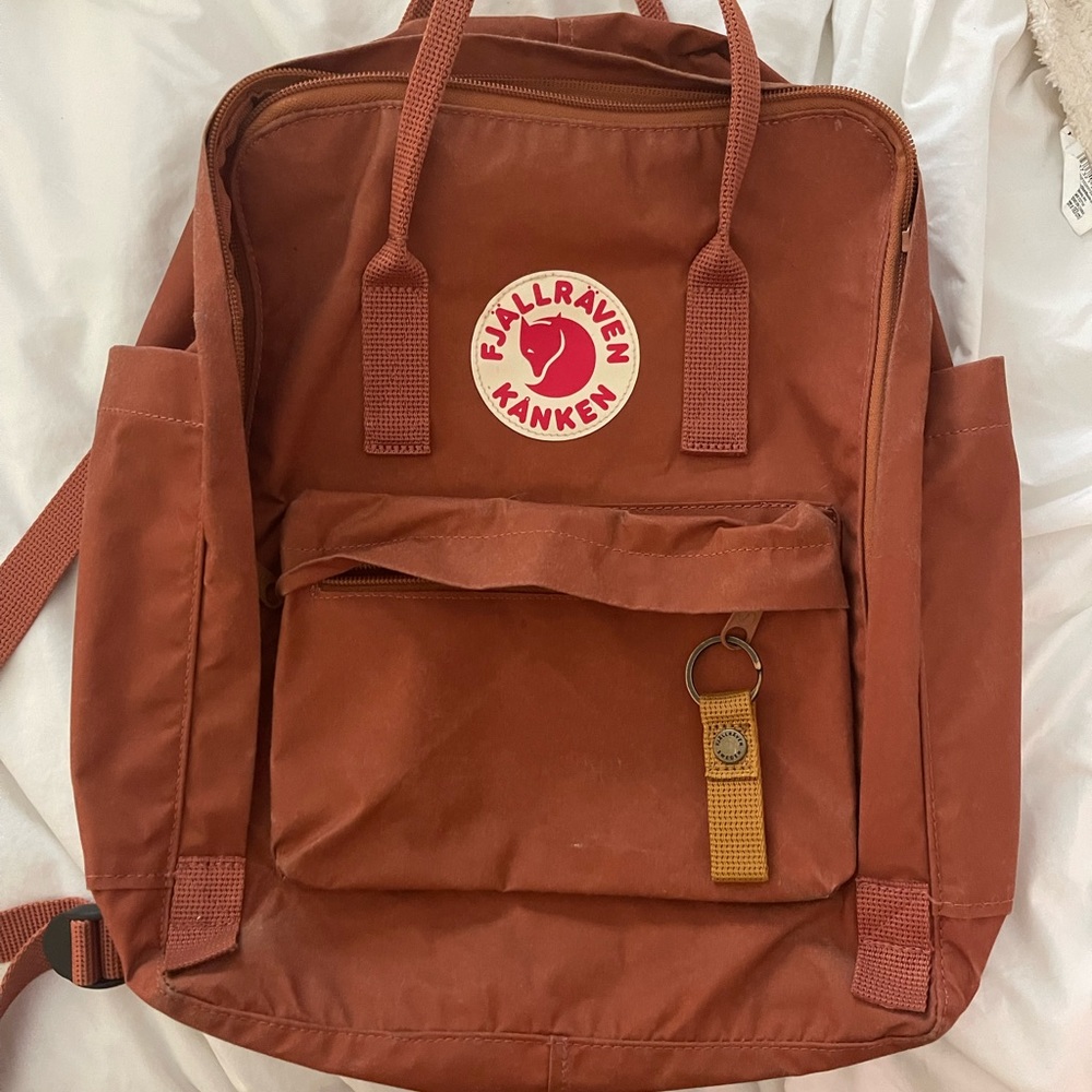Fjallraven burnt orange backpack (standard size) with keychain